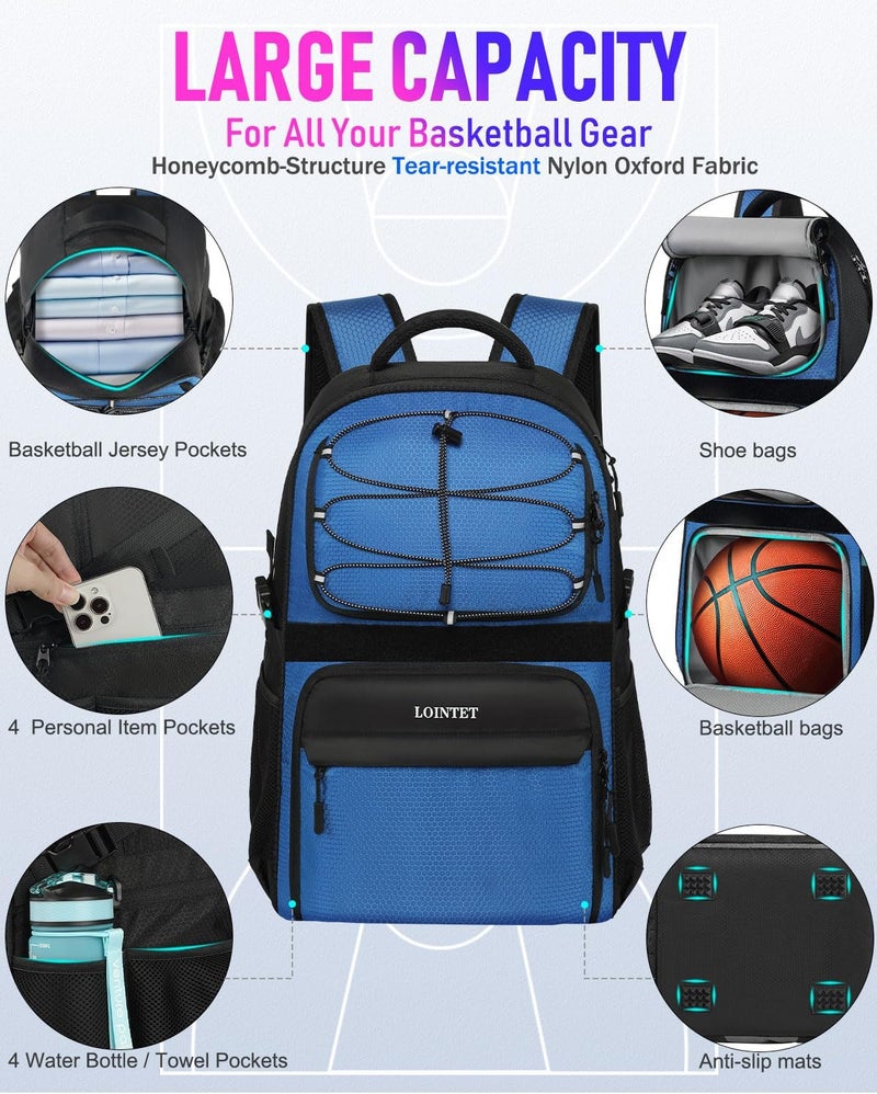 LOINTET Basketball Bag Backpack with Ball Holder Shoes Compartment, Large Basketball Accessories Sports Bag - Image 4